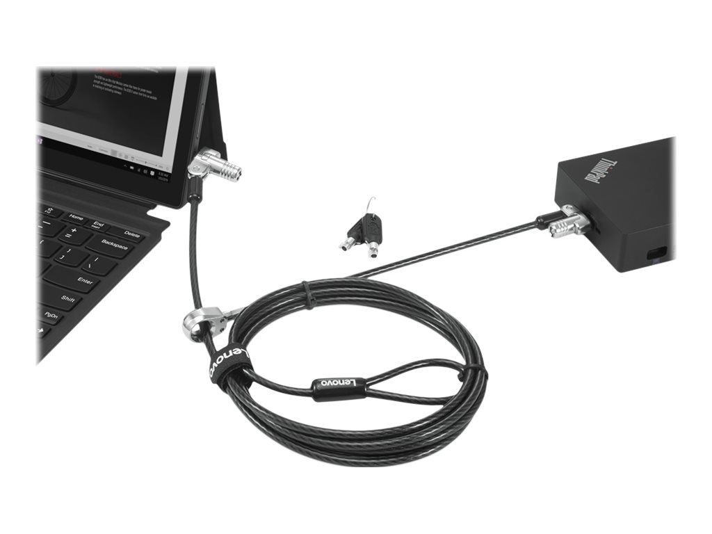 Kensington NanoSaver MasterKey Twin Head Lock Cable Lock - Sicherheitskabelschloss - Schwarz - 2.4 m - für ThinkCentre M75t Gen 2, ThinkPad L13 Yoga Gen 3, T14s Gen 3, X13 Gen 3